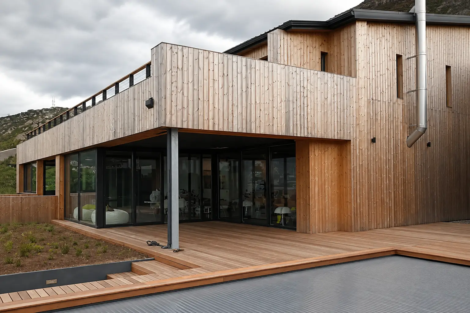 Timber-clad contemporary home exterior