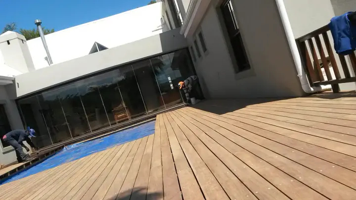 Timber deck boards outside a modern home